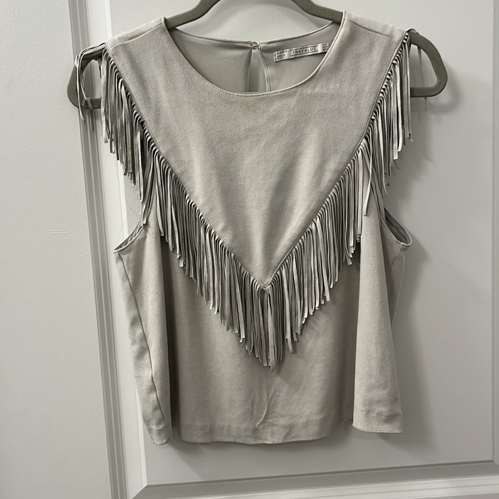 Zara Suede Fringe Tank